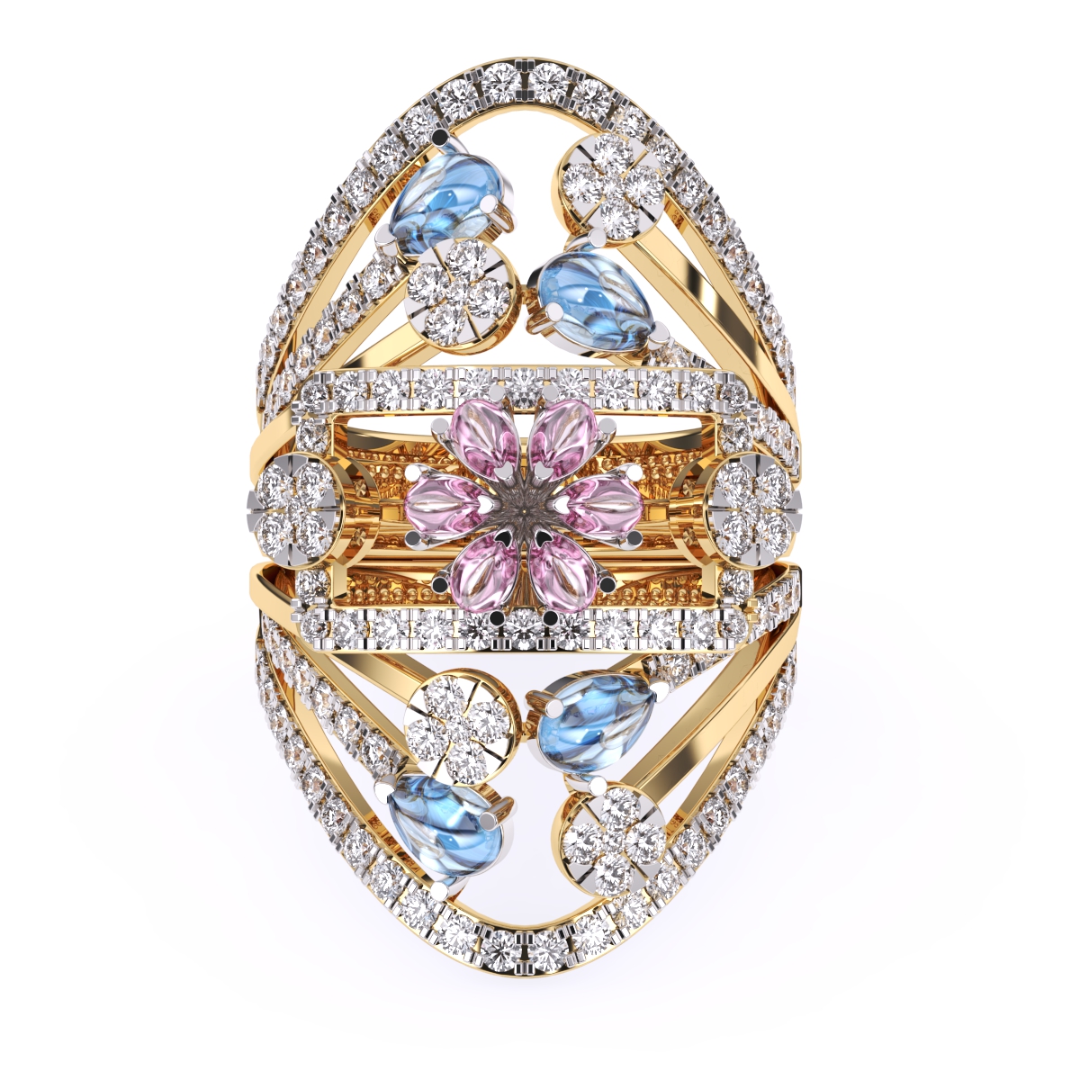 Glamorous Multi Stone Cluster Diamond Ring
